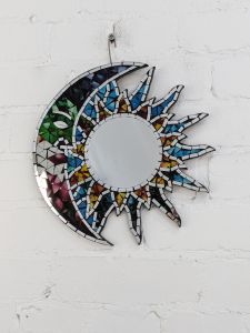 Round Mosaic Moon & Sun Mirror 30 cm