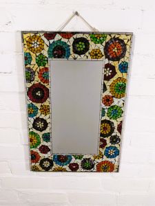 White Multi Rectangle Mosaic Mirror - 60 x 40 cm