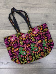 Paisley Embroidered Shopping Bag - 100% Cotton 56 x 32 cm