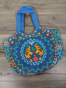 Elephant Embroidered Shopping Bag - 100% Cotton 58 x 47 cm