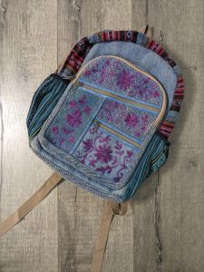 Rucksack With Embroidery - 100% Cotton