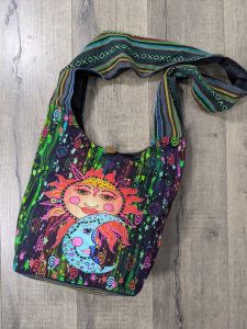 Gheri Shoulder Bag With Moon & Sun Screen Print - Ast - 100% Cotton