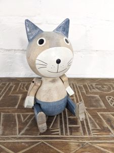 Blue Cat with movable arms & legs 17 x 9 x 9cm
