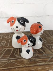 Set Of 3 Orange & Black Dogs 14, 13, 10 cm
