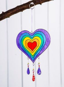 Rainbow Heart Suncatcher 18 x 14cm
