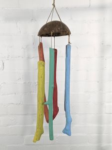 Coconut Wind Chime with Rainbow Sticks 60 x 18 x 3cm