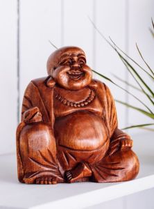 Large Carved Wooden Buddha 9 x 17 x 16cm