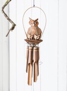 Owl With Babies Coconut Windchime 50 x 19cm