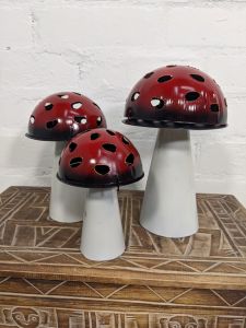Set Of Three Metal Mushroom Tea Light Holders 24
