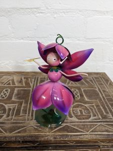 Pink/Purple Metal Flower Fairy 15x17x11 cm
