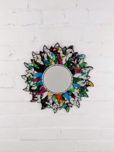 Large Multi Round Mosaic Sun Mirror 40 cm