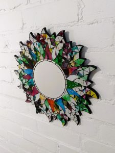 Large Multi Round Mosaic Sun Mirror 40 cm