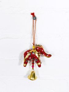 Small Hanging Fabric Elephant With Bell 10 x 8 x 3cm