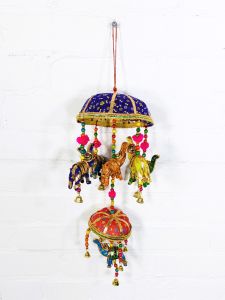 Large & Small Tiered Umbrella With Elephants & Bells - 50 x 15 cm