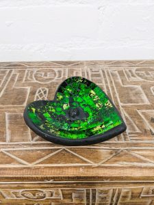 Green Mosaic Heart Incense Holder 13 x 11cm