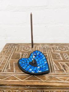 Turquoise Mosaic Heart Incense Holder 13 x 11cm