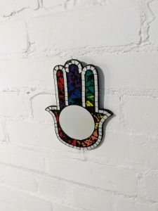 Small Rainbow Mosaic Hand Mirror 20x15 cm
