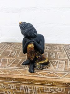 Black and Gold Resin Buddha 18 x 11 x 11cm