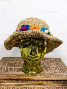 Hemp Hat With Flowers
