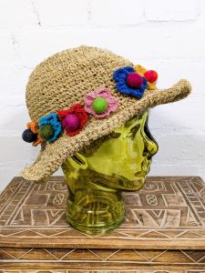 Hemp Hat With Flowers