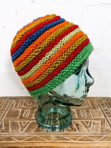 Striped Ribbed Wool Hat - Assorted