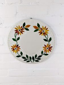 Round Mosaic Flower Mirror 40cm