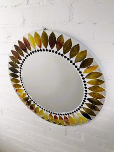 Orange Round Mosaic Mirror 60 cm
