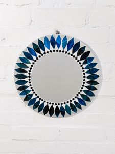 Blue Round Mosaic Mirror 40 cm