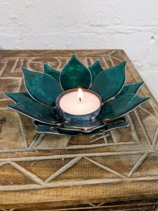 Turquoise Lotus Candle Holder