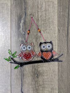 Two Owls On Branch Hanger 10 x 24 x 1 cm