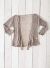 Gringo Fairtrade 3/4 Sleeve Loose Knit Tie Front Shrug (Fawn 68)