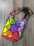 Rainbow Screen Print Chakra Flower Shoulder Bag - 100% Cotton