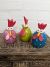 Set Of Three Small Bright Painted Chickens 17x7x7 cm