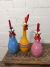 Set Of Three Large Bright Painted Chickens 28, 24, 23 cm