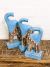 Set Of Light Blue Wooden Elephants