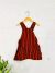 Red Dungaree Dress with Pocket