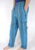 Turquoise Cargo Stripe Trousers - 100% Cotton