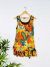 Orange Floral Print Short Sleeveless Dress