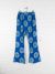 Blue Daisy Print Flared Trousers