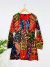 Multi Elephant Patch Long Sleeve Midi Dress