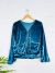 Blue Velvet Long Sleeve Lined Toggle Jacket