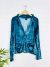 Blue Velvet Long Sleeve Unlined Coat