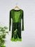 Green Long Sleeve Short Dress