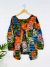 Green Patchwork Knitted Cardigan