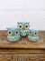 Set of Three Green Owls 10cm 8.5cm 7cm