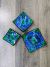 Set of 3 Square Blue/Green Mosaic Bowls 15, 12, 10cm