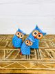 Set of 3 Blue Owls - 10, 8, 7 cm