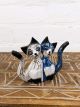 LIMITED STOCK - Pair Of Blue And White Joined Cats 10x13x3cm