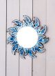 LIMITED STOCK - Blue Large Cut Out Mosaic Sun Shape Mirror 60cm