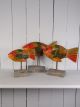 LIMITED STOCK - Set of Three Multi Colour Fish on Stands 27x23x20 cm